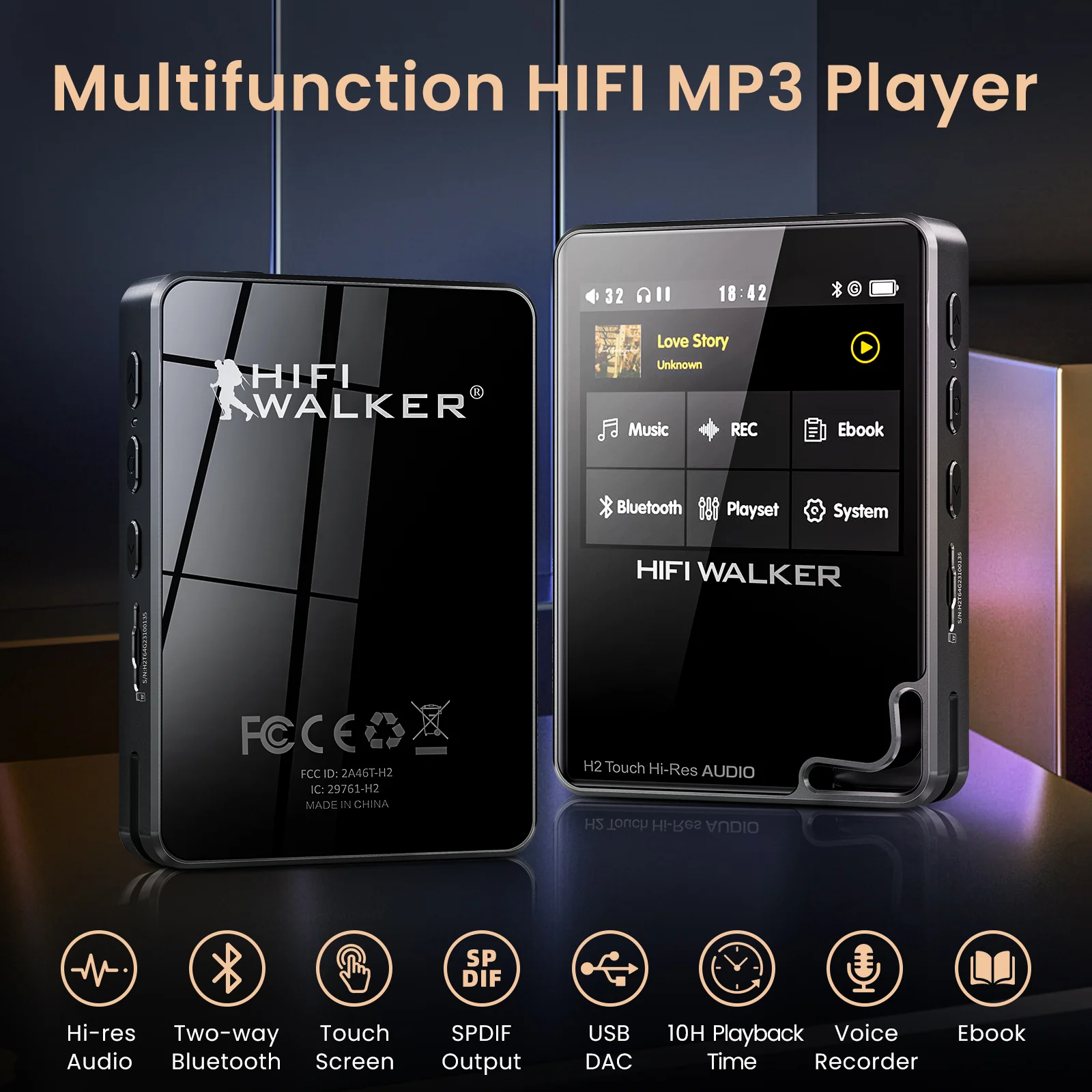 HIFI WALKER H2 Touch Hi-Res Audio Player - Image 5
